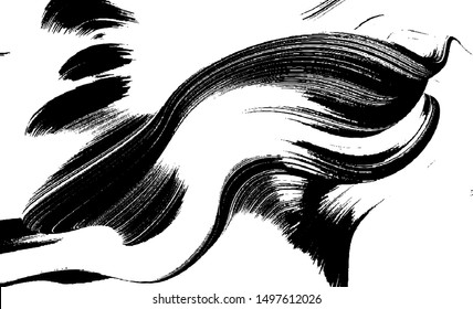 Swirled and curled stripes and brush strokes texture. Marble or acrylic atrwork imitation. Cool and swirly background. Abstract vector illustration. Black isolated on white. EPS10 