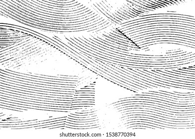 Swirled and curled stripes and brush strokes texture. Cool and swirly background. Abstract vector illustration. Black isolated on white. EPS10 