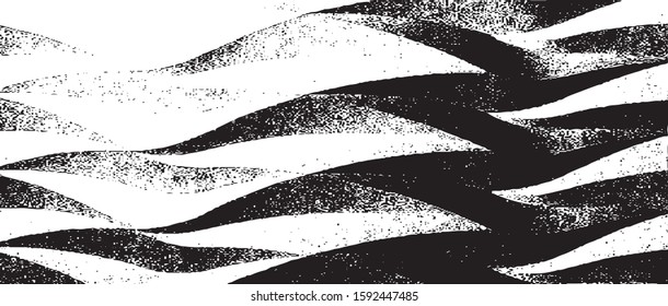 Swirled and curled stripes and brush strokes texture. Marble or acrylic atrwork imitation. Cool and swirly background. Abstract vector illustration. Black isolated on white. EPS10 