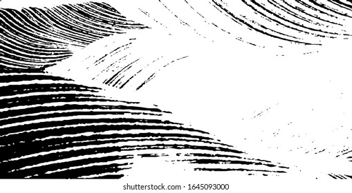 Swirled and curled stripes and brush strokes texture. Marble or acrylic atrwork imitation. Cool and swirly background. Abstract vector illustration. Black isolated on white. EPS10 