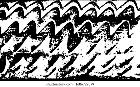 Swirled and curled stripes and brush strokes texture. Marble or acrylic atrwork imitation. Cool and swirly background. Abstract vector illustration. Black isolated on white. EPS10 