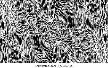 Tiras y trazos de pincel girados y curvados. Imitación del mármol o de la atracción acrílica. El fondo es frío y rápido. Ilustración abstracta vectorial. Negro aislado en blanco. EPS10 