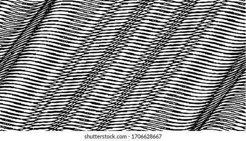 Swirled and curled stripes and brush strokes texture. Marble or acrylic atrwork imitation. Cool and swirly background. Abstract vector illustration. Black isolated on white. EPS10 