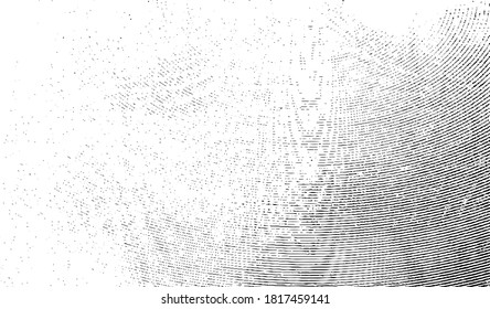 Tiras giradas y curvadas y textura de trazos de pincel. Imitación de la atracción de mármol o acrílico. El fondo es frío y rápido. Ilustración del vector abstracto. Negro aislado en blanco. EPS10