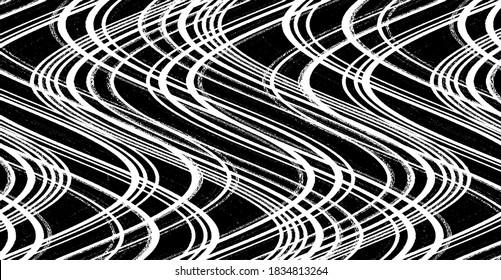 Swirled and curled stripes and brush strokes texture. Marble or acrylic atrwork imitation. Cool and swirly background. Abstract vector illustration. Black isolated on white. EPS10 