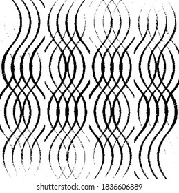 Swirled and curled stripes and brush strokes texture. Marble or acrylic atrwork imitation. Cool and swirly background. Abstract vector illustration. Black isolated on white. EPS10 