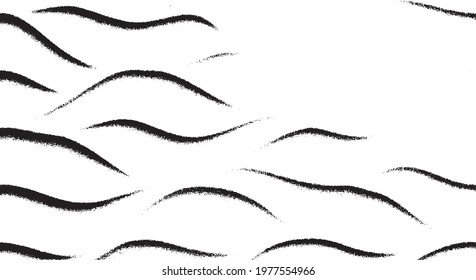 Swirled and curled stripes and brush strokes texture. Marble or acrylic atrwork imitation. Cool and swirly background. Abstract vector illustration. Black isolated on white. EPS10 