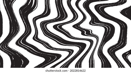 Swirled and curled stripes and brush strokes texture. Marble or acrylic atrwork imitation. Cool and swirly background. Abstract vector illustration. Black isolated on white. EPS10 