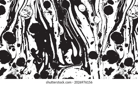 Swirled and curled stripes and brush strokes texture. Marble or acrylic atrwork imitation. Cool and swirly background. Abstract vector illustration. Black isolated on white. EPS10