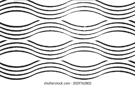 Tiras giradas y curvadas y textura de trazos de pincel. Imitación de la atracción de mármol o acrílico. El fondo es frío y rápido. Ilustración del vector abstracto. Negro aislado en blanco. EPS10 