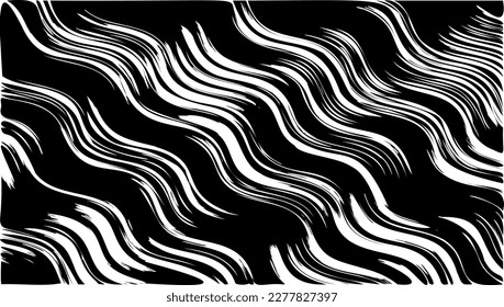 Swirled and curled stripes and brush strokes texture. Marble or acrylic atrwork imitation. Cool and swirly background. Abstract vector illustration. Black isolated on white. EPS10 