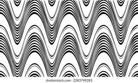 Swirled and curled stripes and brush strokes texture. Marble or acrylic atrwork imitation. Cool and swirly background. Abstract vector illustration. Black isolated on white. EPS10 