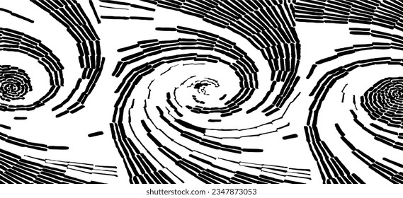 Swirled and curled stripes and brush strokes texture. Marble or acrylic atrwork imitation. Cool and swirly background. Abstract vector illustration. Black isolated on white. EPS10 