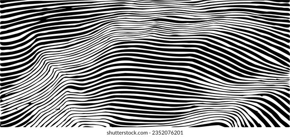 Swirled and curled stripes and brush strokes texture. Marble or acrylic atrwork imitation. Cool and swirly background. Abstract vector illustration. Black isolated on white. EPS10