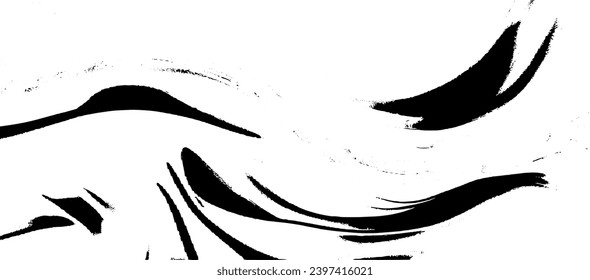 Swirled and curled stripes and brush strokes texture. Marble or acrylic atrwork imitation. Cool and swirly background. Abstract vector illustration. Black isolated on white. EPS10 