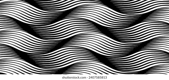 Swirled and curled stripes and brush strokes texture. Marble or acrylic atrwork imitation. Cool and swirly background. Abstract vector illustration. Black isolated on white. EPS10 