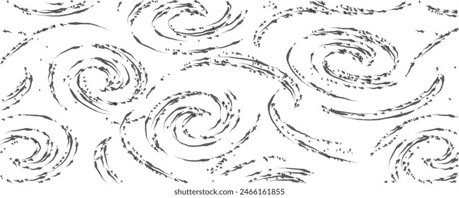 Swirled and curled stripes and brush strokes texture. Marble or acrylic atrwork imitation. Cool and swirly background. Abstract vector illustration. Black isolated on white. EPS10 