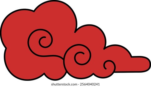 A swirled red cloud illustration for Chinese cultural and festive projects, ideal for website, application, printing, document, poster design, etc.