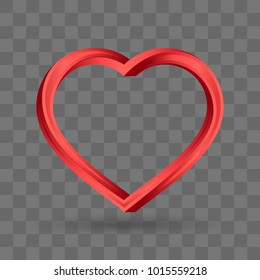 Swirled red heart in 3D. Conception of infinite love. Abstract swirl volumetric ribbon in heart shape. Vector illustration