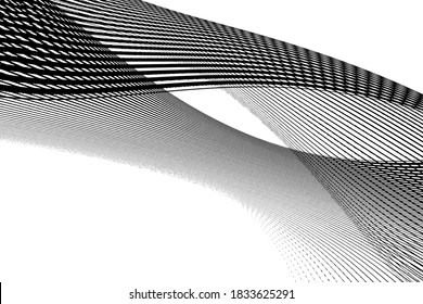 Swirled stripes twist vector geometric abstract background. Curve line spiral swirl wave motion shape. Black isolated on white. Modern graphic art texture pattern vector illustration
