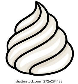 Ilustração de vetor de creme girado, cobertura lisa e cremosa