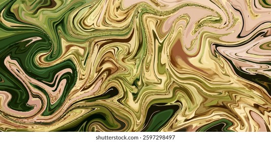 A swirling abstract background featuring green, beige, and brown marbled patterns, creating an earthy, fluid design.