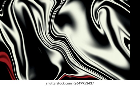  Swirling abstract pattern in black and white. Smooth, liquid-like textures with high contrast.