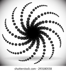 Swirling abstract vector element, dotted radiating lines