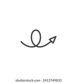 Icono de línea de flecha giratoria. signo de estilo lineal para concepto móvil y diseño web. Icono de vector de contorno de flecha espiral. Símbolo, ilustración del logotipo. Gráficos vectoriales