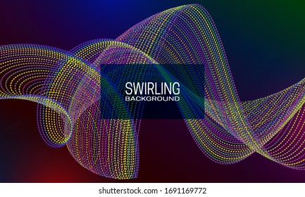 Swirling background design with colourful stream of beads. Abstract dynamic background for banner, flyer or poster.