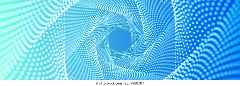 Swirling background from small glowing particles. Shining points swirl. Elegant modern geometric wallpaper.