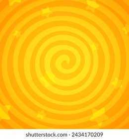 Swirling comic yellow background. Vector illustration for hypnotic spirals design. Vortex spiral twirl. Psychadelic pattern. Hypnotic spiral tunnel.