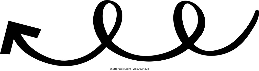 Swirling black arrow pointing right against a clean white background, serving as an effective symbol for indicating direction and highlighting a clear path forward