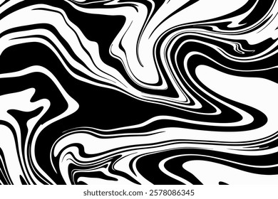 Swirling black and white pattern creates a mesmerizing abstract design
