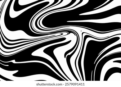 Swirling black and white pattern creates a mesmerizing abstract design