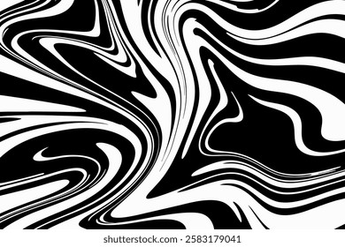 Swirling black and white pattern creates a mesmerizing abstract design