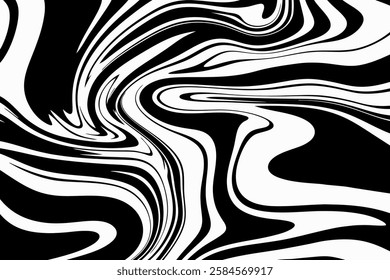 Swirling black and white pattern creates a mesmerizing abstract design