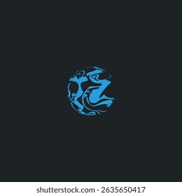 Swirling blue sphere against charcoal backdrop