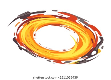 Swirling brush strokes in orange and yellow forming a dynamic abstract spiral in this vector illustration Perfect for adding a lively and energetic touch to any design flat graphics