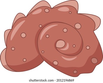 swirling cartoon seashell with spots and scallop