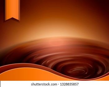 Sauce au chocolat torride avec étiquette orange pour les usages de conception