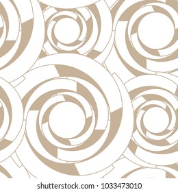 Swirling circles seamless pattern.Modern stylish texture.Light brown and white