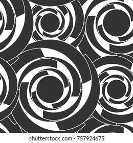 Swirling circles seamless pattern.Modern stylish texture.White and black