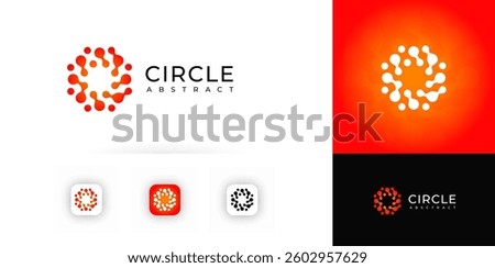 Swirling circular logo made of connected dots and fluid shapes, evokes energy, innovation, motion. Suitable for science, biotech, communication, branding. Modern abstract vector logo.