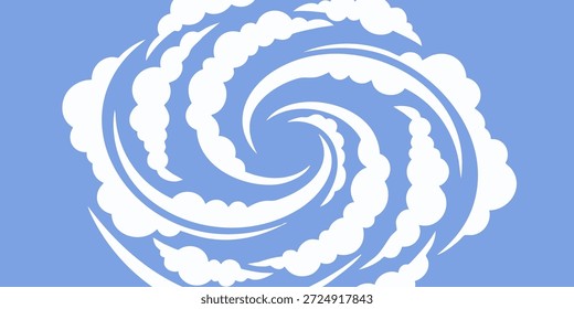 A swirling cloud formation in a clear blue sky viewed from below