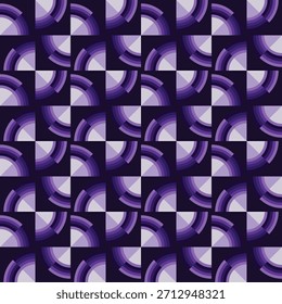 Una colección de remolino de Formas de molinete plegables de color púrpura profundo que giran juntas para crear un audaz tapiz geométrico abstracto hipnótico