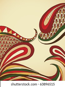 Swirling elements in holiday colors.