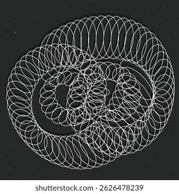 Swirling Ellipse Vortex Abstract White Lines on Dark Textured Field