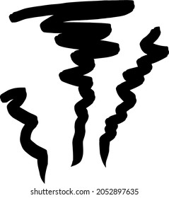 Swirling emotional curls isolated on white. Vector.