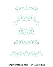 Swirling Floral Elements Green Thin Line Icon Set for Web and App Design. Vector illustration of Swirl Icons